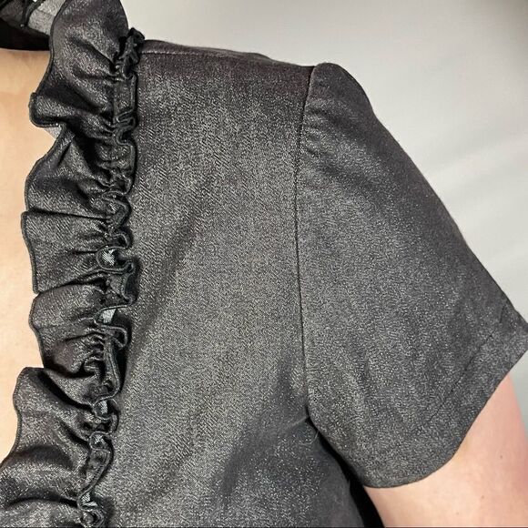 Perceptions New York Dark Gray Ruffled Neck Dress - Picture 7 of 11